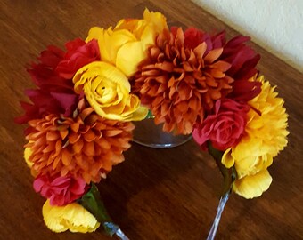Dia de los muertos headpiece, day of the dead, flower crown, zombie