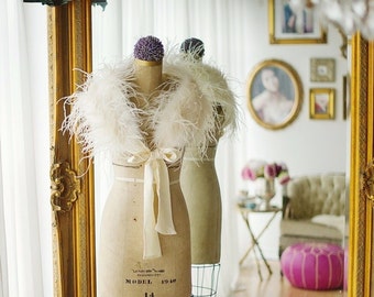Ostrich feather stole, ostrich feather shrug, bridal accessories, wedding accessories, feather stole, vintage shrug, stole, shrug, wrap