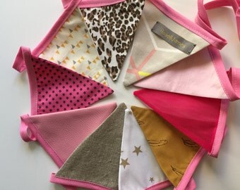 pennants/flags in pink, beige and yellow tissue Garland