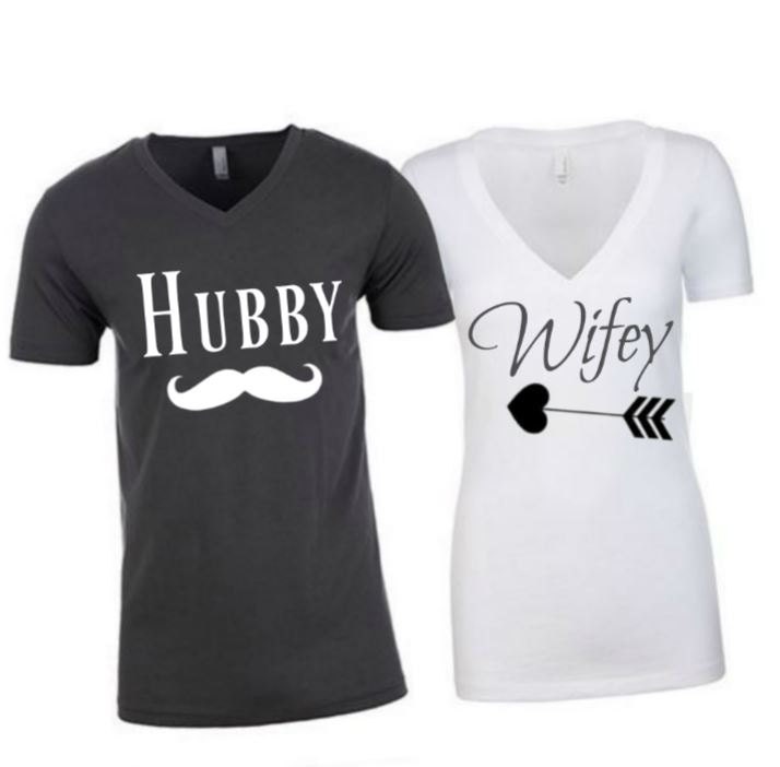 Hubby And Wifey Couples Shirts Honeymoon Shirts Just Married 0544