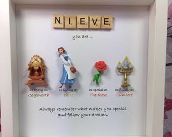 Disney Beauty and the Beast Frame- perfect mum, sister- daughter-friend- nana- flower girl gift. Beauty and the beast gift - caring words