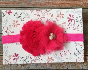 Hot Pink Headband, Baby Headband, Newborn Headband, Flower Headband, Toddler Headband, Pink Headband, Infant Headband, Baby Girl Headband=