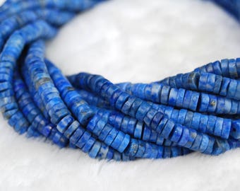 Natural Lapis Lazuli Gemstone Round Disc Loose Beads Size:5x1.5mm/6x1.5mm/7x1.5mm 15.5" Long Per Strand.I-LAP-0268