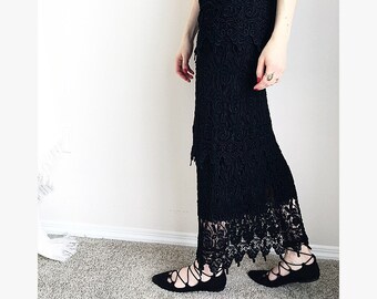 black crochet maxi skirt