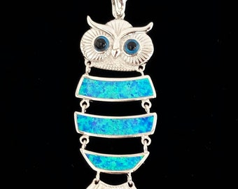 owl pendant, opal sterling silver 925 owl jewelry, greek jewelry, bijoux grec pendentifs hibou, griechischen anhanger eule, ciondoli anello