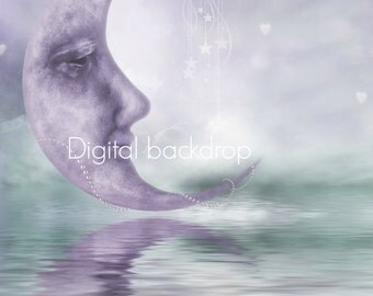 digital moon purple green