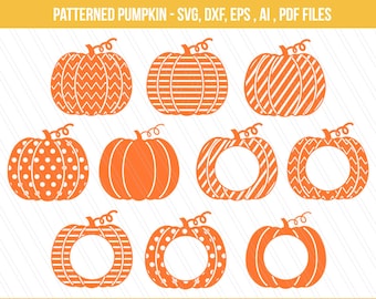 Patterned Pumpkin Cut Files, DXF, Pumpkin clipart ,Pumpkins, cricut, Pumpkin SVG , monogram frames, fall, halloween, digital download