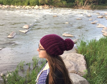 Ribbed Knit Beanie / Purple