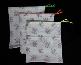 Zero waste produce bags from repurposed materials, 100% recycled, set of 3