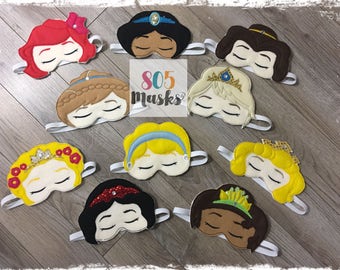 Princess Sleep Masks, Sleep Mask, Sleeping Mask, Eye Sleep Mask, Princess Mask, Belle, Cinderella, Anna, Elsa, Rapunzel, Snow White, Aurora