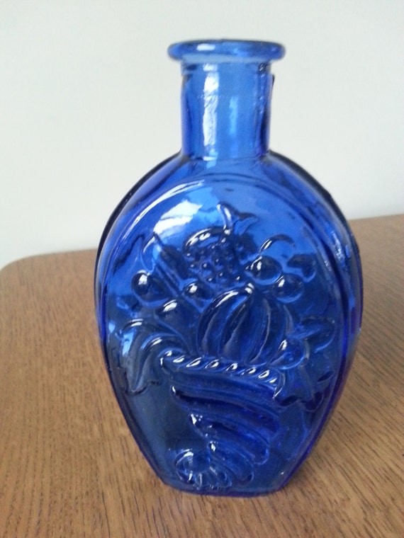 Vintage Decorative Blue Glass Bottle
