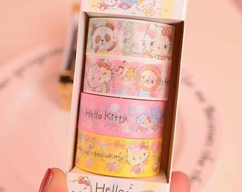 4 rolls of Hello Kitty Washi Tape Set Masking Tape Decorative Tape DIY Scrapbooking Planner Stickers Washi Tapes Set