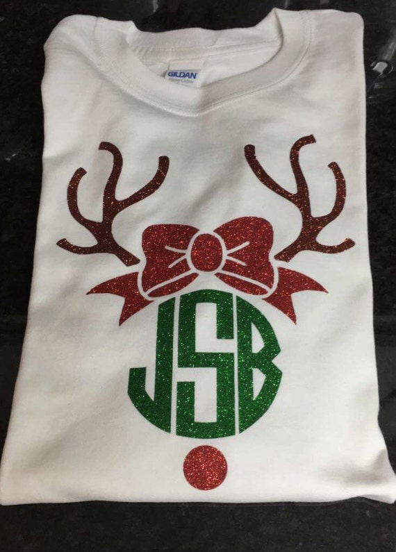Download Rudolph Monogram Christmas t-shirt Reindeer Monogram Shirt