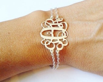 LARGE Monogram bracelet, Initial Bracelet, bracelet monogram, Letters Bracelet, Mothers Day Gift, Initials bracelets, Valentines Gift, bride
