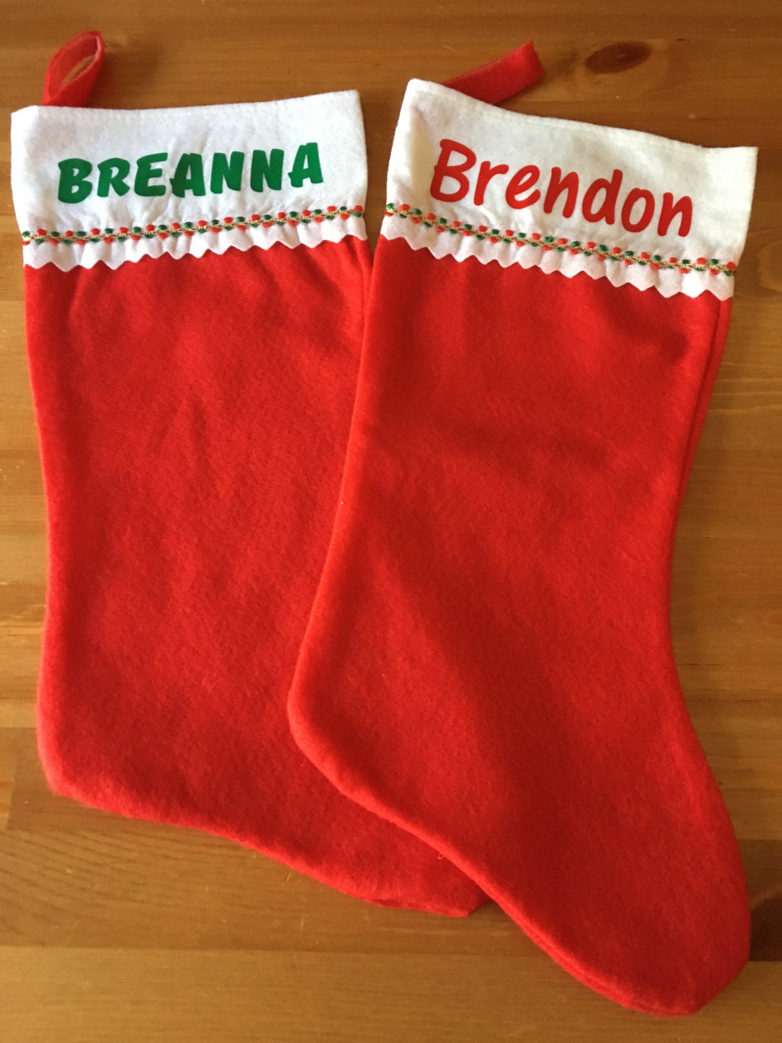 Personalized Christmas Stocking Red Felt Stocking Custom
