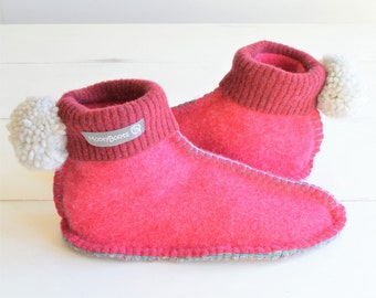 Recycled Slipper Boots, Women's Slippers, Handmade and Unique, Eco friendly, Ethical Gift, Mothers Day Gift UK 6-7, US 8-9