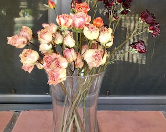 2 Dried mini rose and flower stems of 4 or more per stem