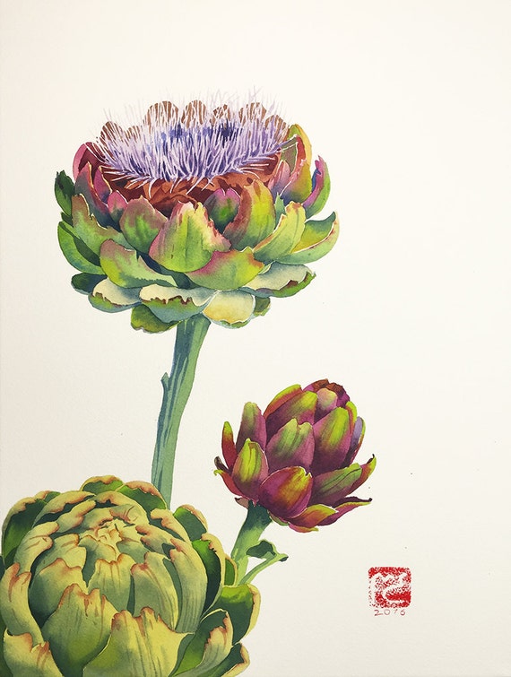 Items Similar To Original Artwork Artichoke Watercolor Artichoke Artichoke Painting Vegetable