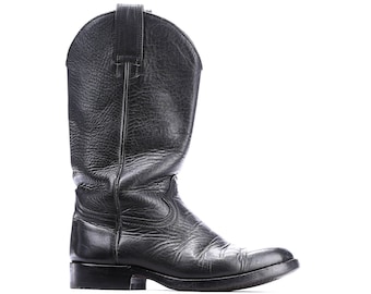 Bottes de cowboy des années 80 Vintage Festival chaussons harnais noir en cuir cow,girl