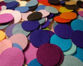 Wool Felt Circles, 100% Merino Wool, 0.4" 0.6" 09" 1.2" or 1.6", pure wool felt, die cut circles, choose your own colors and quantity