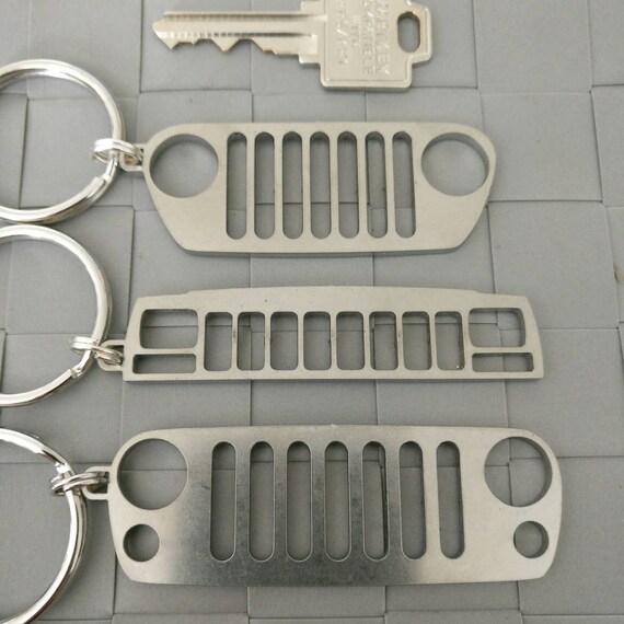 Jeep Grille Key Ring Keychains TJ YJ JK Laser Cut Stainless