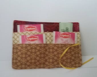 Tea Wallet, Tea Organizer, Tea Bag Storage, Tea Bag Tote, Tea Bag Caddy, Tea bag Wallet, Tea Purse, Tea Lover Gift, Tea Accessory