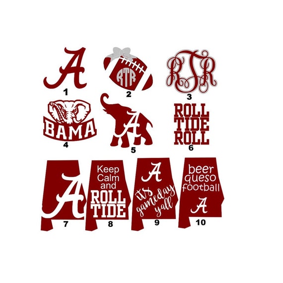 Alabama Decals / Roll Tide / Alabama Football / University of