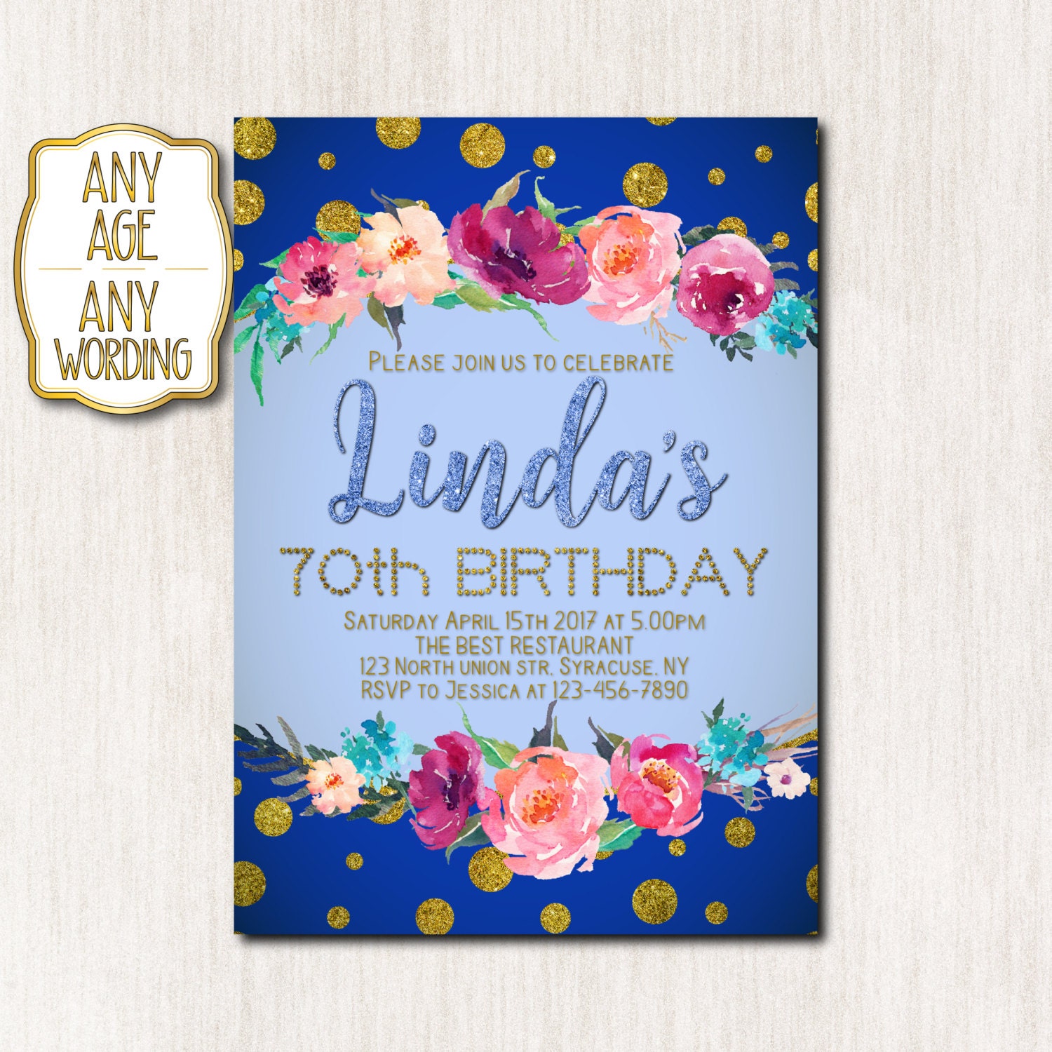 70Th Birthday Woman Invitations 3