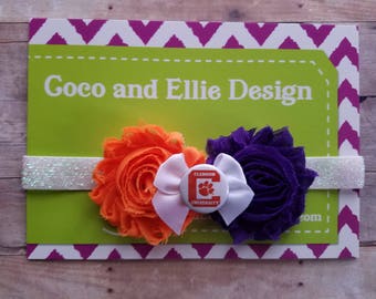 Clemson headband-baby girl clemson headband-clemson university headband/newborn clemson/clemson for girl/clemson baby girl shower gift