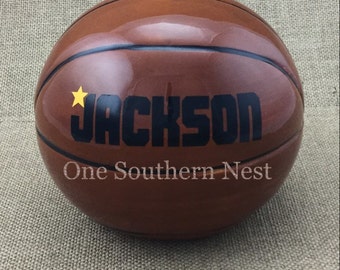 Personalized basketball sports Piggy Bank. The perfect gift for any age basketball fan! Fill with coins or bills for a creative cash gift.