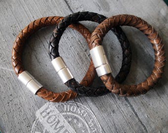 Mens Leather Bracelet, Braided Bracelet, Leather bracelets for men, Husband Gift, Father's Day, Anniversary Gift, Gift for him, Groomsmen