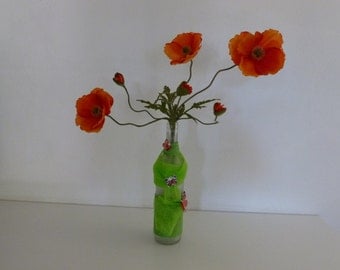 Vase with artificial flowers, glass vase, decorative object with artificial flowers, FloraFcreations