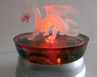 Night Glow-in -the-dark Dragon resin 3 LED multicolored Lamp battery operated
