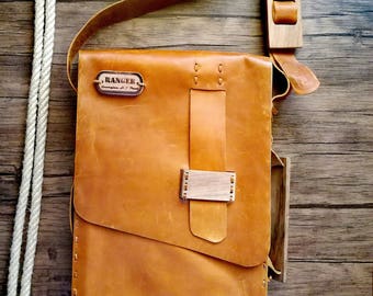 mens leather messenger bag Briefcase Satchel Tablet Ipad Next Book computer Laptop 12" inches
