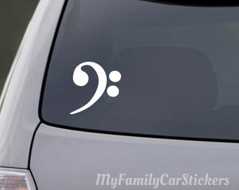 Bass Clef Car Stickers, Bass Clef Car Decals, Music Note Macbook Sticker, Bass Clef Laptop Decal, Bass Clef Laptop Decal