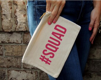 Gold Zipper Cosmetic Bag- SQUAD