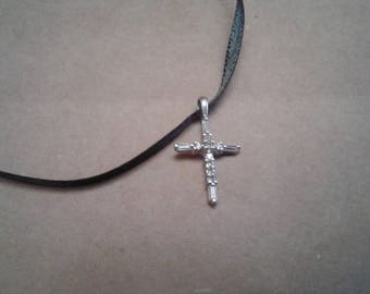 Sterling and Cubic Zirconia Cross Pendant