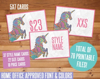 SALE! LLR Printable Cards, All LLR Clothing Style Cards, Size Cards, Price Cards, Unicorn, Marketing Kit, Business Item, Clothing Cards, llr