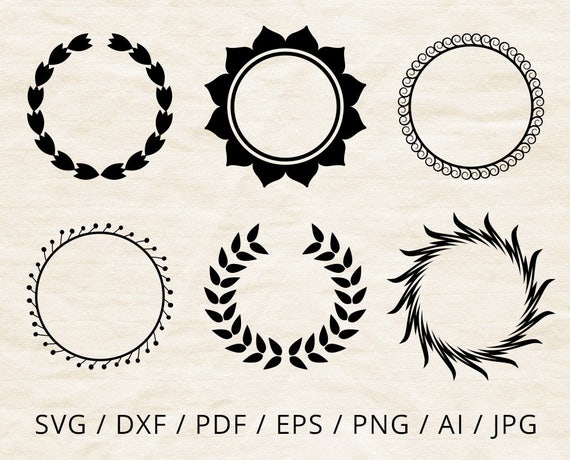 Floral circle frame svg Laurel monogram svg Initial border ...