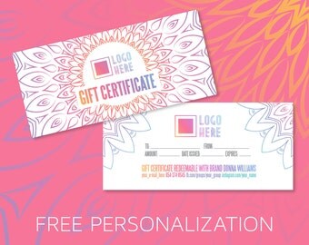 Mandala gift, Free Fast Personalization , gift certificate, Digital Files, Marketing