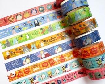 Studio Ghibli Washi Tape, My Neighbor Totoro, Howl's Moving Castle, Kiki's Delivery Service, Spirited Away Washi Roll, Deco Tape Sample