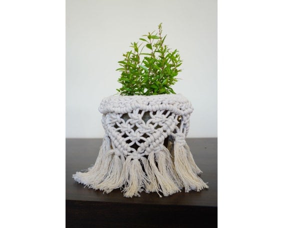 Macrame Plant Pot Cover, Boho Home Decor Gift, Plant Pot Holder for Wedding Decor, Modern Macrame Decor, Housewarming Gift