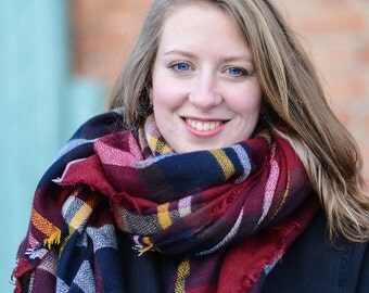 Blanket scarf, plaid blanket scarf, tartan plaid blanket scarf, oversized scarf