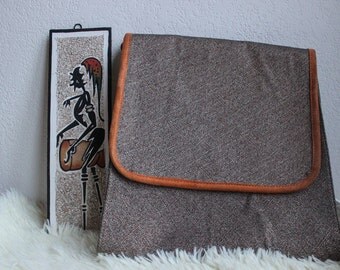 Bag satchel leather and textile brilliantine