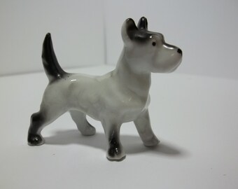 White and Black Scottish Terrier GERMANY Dog Figurine