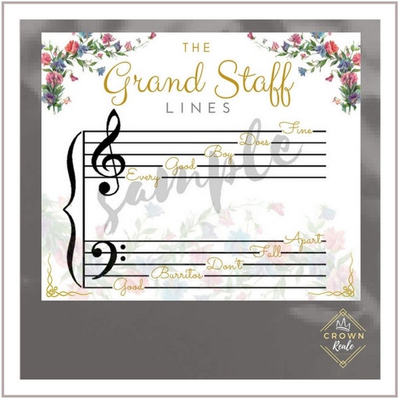 Grand Staff Lines and Spaces Cheat Sheet for Girls Treble