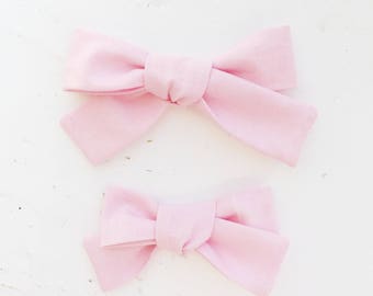 Soft Light Pink Knot-Hand Tied Bows, Bow Headbands, Newborn Headbands, Baby Girl Headbands, Big Girl Headbands, Spring, Easter, Wedding