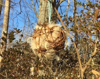 Bird Nesting ball filled with Alpaca Fiber plus 2oz Refill bag