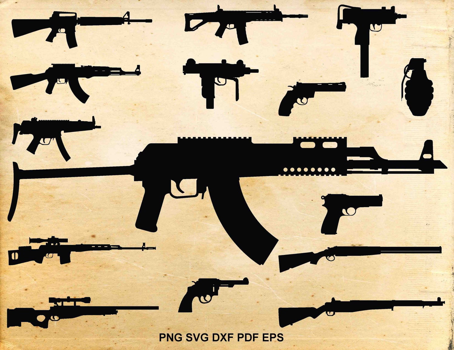 Download Gun svg files Weapons silhouette Guns clipart Pistol