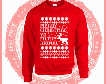 On Sale Today Merry Christmas Ya filthy Animal- Ugly Christmas sweater-Merry Christmas sweater-Hotline bling-drake-ugly sweater party-